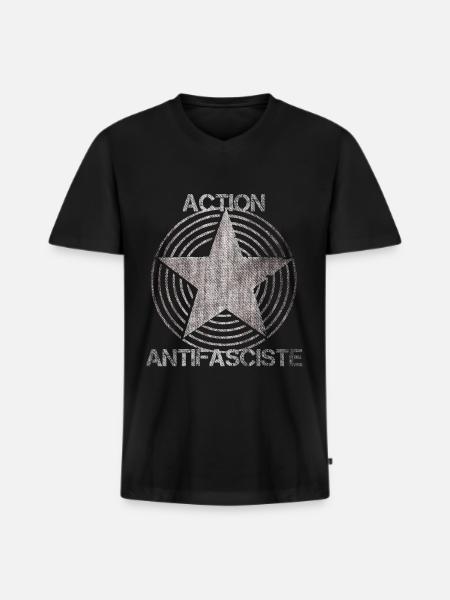 action antifasciste italy spain - Men's Premium Organic T-shirt with V-neck - black
