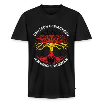 Deutsch Albanisch Deutsch Albaner stolz Geschenk - Männer Premium Bio T-Shirt mit V-Ausschnitt - Schwarz - Vorne - Nico (187cm)