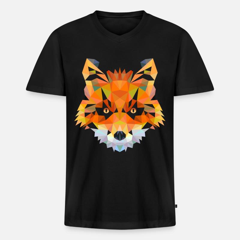 Fuchs - Männer Premium Bio T-Shirt mit V-Ausschnitt - Schwarz