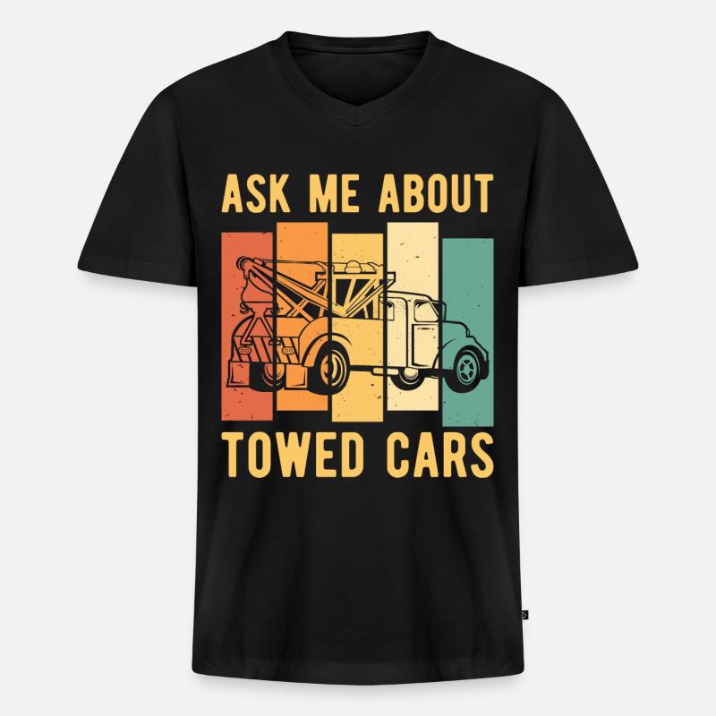 Abschleppwagen Abschleppdienst Abschlepper - Männer Premium Bio T-Shirt mit V-Ausschnitt - Schwarz