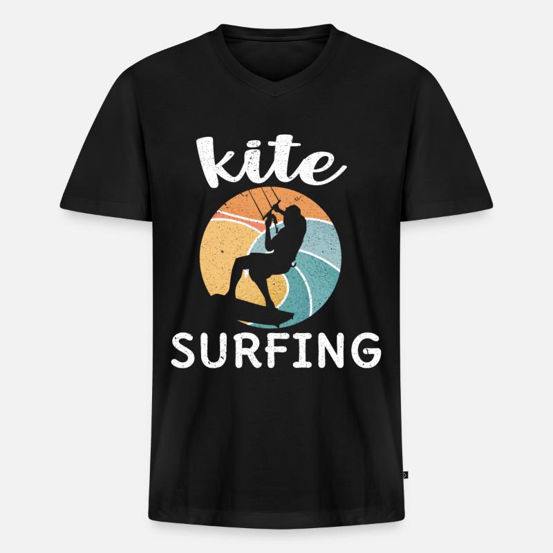 Kitesurfen Kiteboarding Kite Kiten - Männer Premium Bio T-Shirt mit V-Ausschnitt - Schwarz