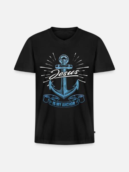 Jesus is my anchor - Men's Premium Organic T-shirt with V-neck - black