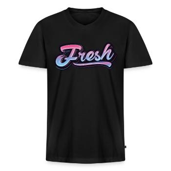 Fresh - Men's Premium Organic T-shirt with V-neck - black - Front - Nico (187cm)