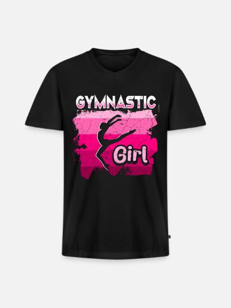 Gymnastique Filles Gymnaste Acrobaties - T-shirt encolure en V Premium bio Homme - noir