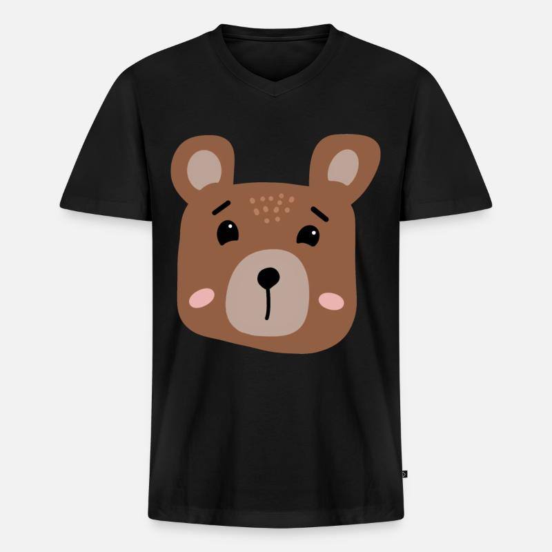 Bär - Männer Premium Bio T-Shirt mit V-Ausschnitt - Schwarz