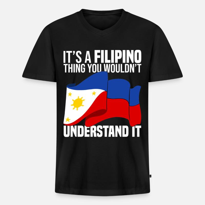 Philippinen - Männer Premium Bio T-Shirt mit V-Ausschnitt - Schwarz