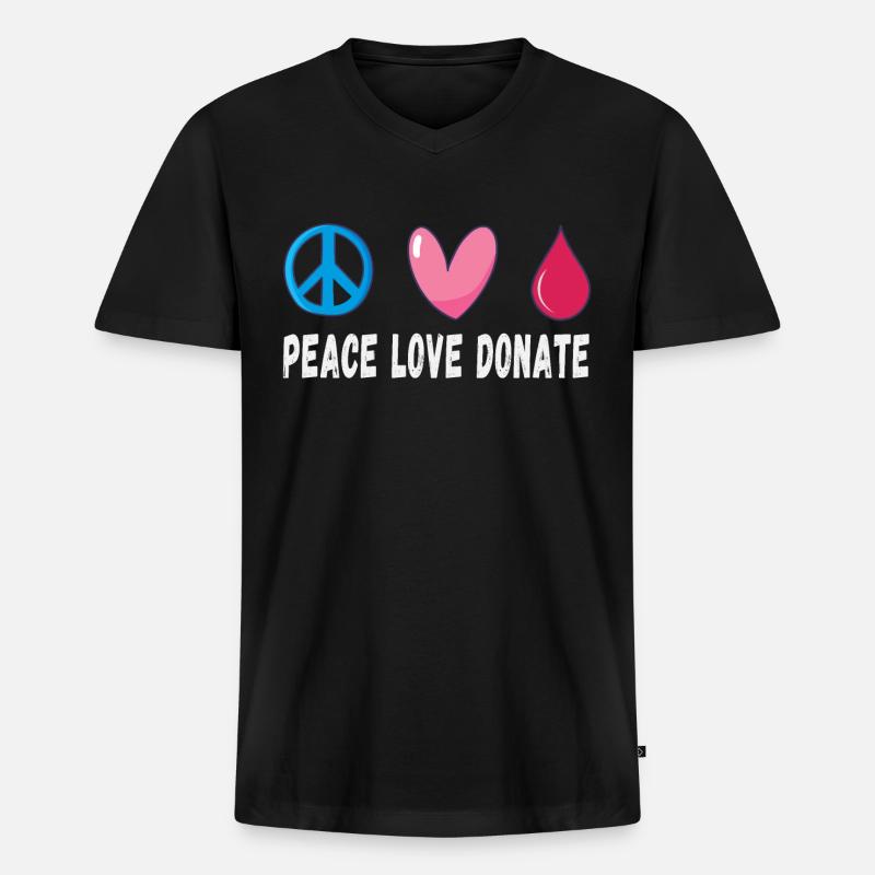 Friede Liebe Spende Blut - Männer Premium Bio T-Shirt mit V-Ausschnitt - Schwarz