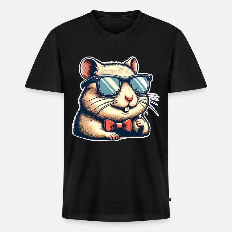 Hamster - Männer Premium Bio T-Shirt mit V-Ausschnitt - Schwarz