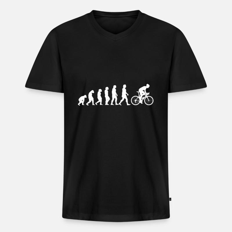 Fahrrad Evolution - Männer Premium Bio T-Shirt mit V-Ausschnitt - Schwarz