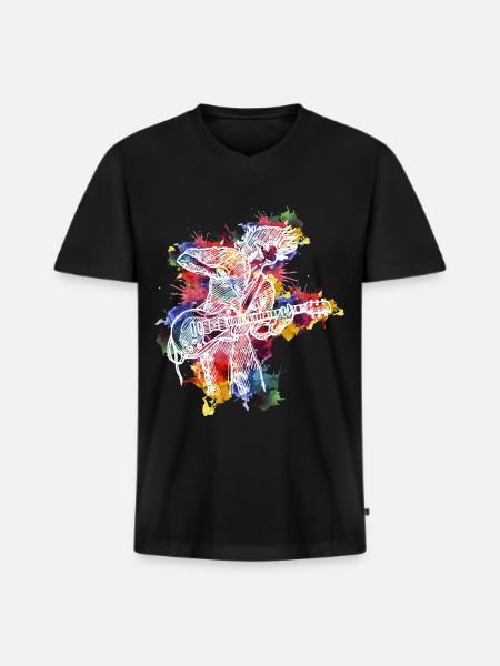 Gitarren-Evolution-Aquarell-Design für - Männer Premium Bio T-Shirt mit V-Ausschnitt - Schwarz