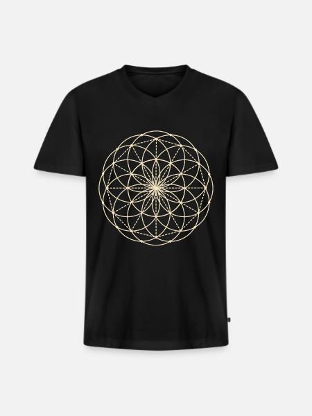 Sacred Geometry Flower - Men's Premium Organic T-shirt with V-neck - black