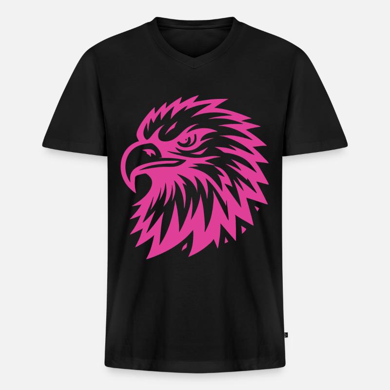 Pinker Adler Design - Männer Premium Bio T-Shirt mit V-Ausschnitt - Schwarz