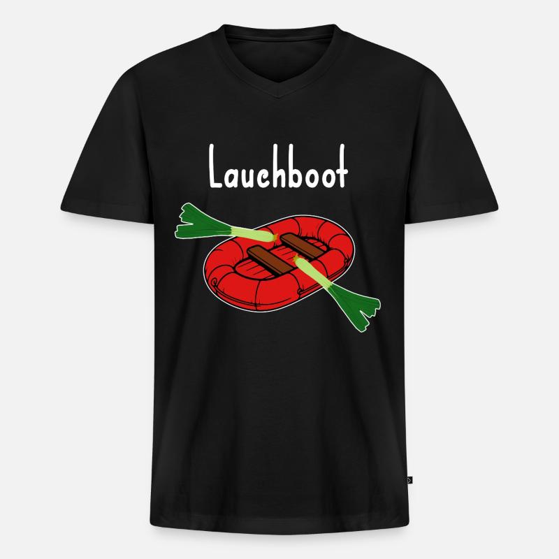 Lauchboot Lustiges Bild Witz dünn - Männer Premium Bio T-Shirt mit V-Ausschnitt - Schwarz