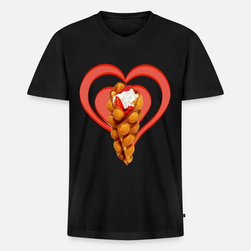 Bubble Egg Waffeln - Männer Premium Bio T-Shirt mit V-Ausschnitt - Schwarz