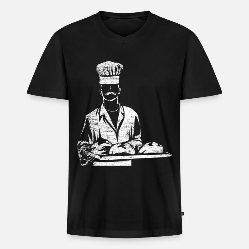 Bäcker Backen - Männer Premium Bio T-Shirt mit V-Ausschnitt - Schwarz