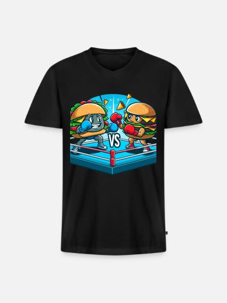 Hamburger de boxe - T-shirt encolure en V Premium bio Homme - noir