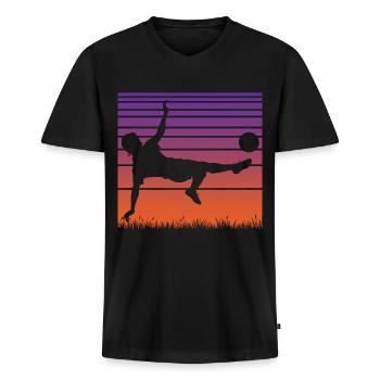 Joueurs de football - T-shirt encolure en V Premium bio Homme - noir - Devant - Nico (187cm)