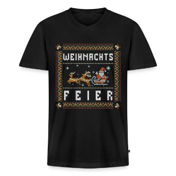 Weihnachtsfeier Ugly Christmas - Männer Premium Bio T-Shirt mit V-Ausschnitt - Schwarz - Vorne - Nico (187cm)