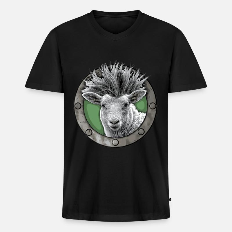 Punkschaf - Männer Premium Bio T-Shirt mit V-Ausschnitt - Schwarz