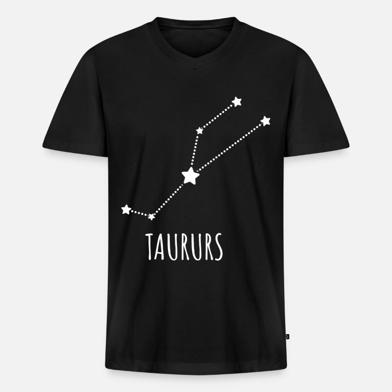 Sternzeichen Stier - Männer Premium Bio T-Shirt mit V-Ausschnitt - Schwarz