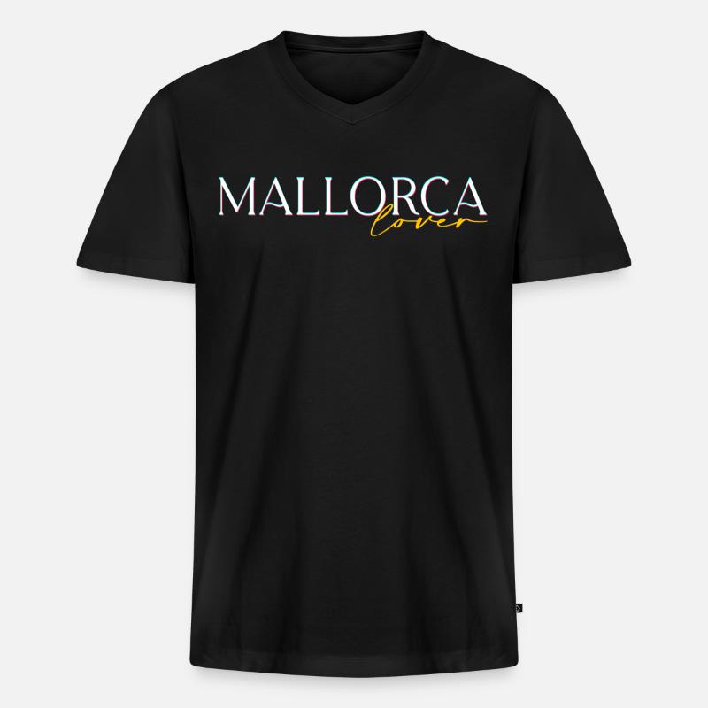 Mallorca - Männer Premium Bio T-Shirt mit V-Ausschnitt - Schwarz