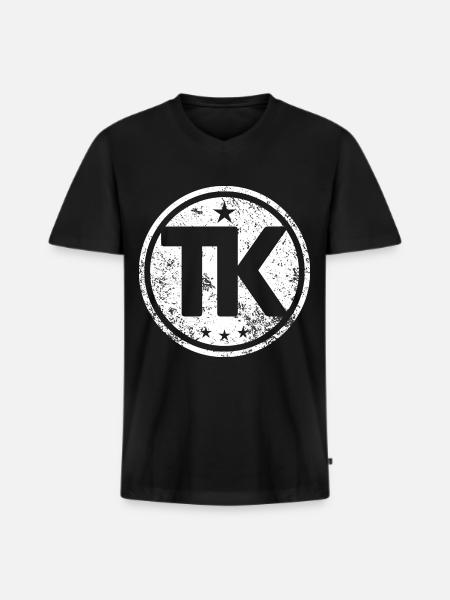 TK initials personal name logo - Men's Premium Organic T-shirt with V-neck - black