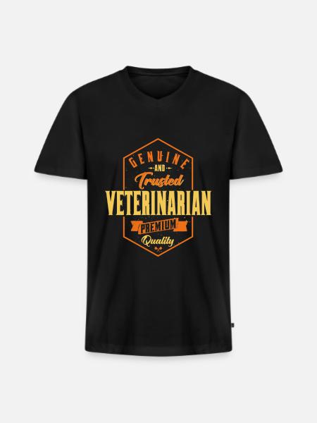 Genuine and trusted Veterinarian - Men's Premium Organic T-shirt with V-neck - black