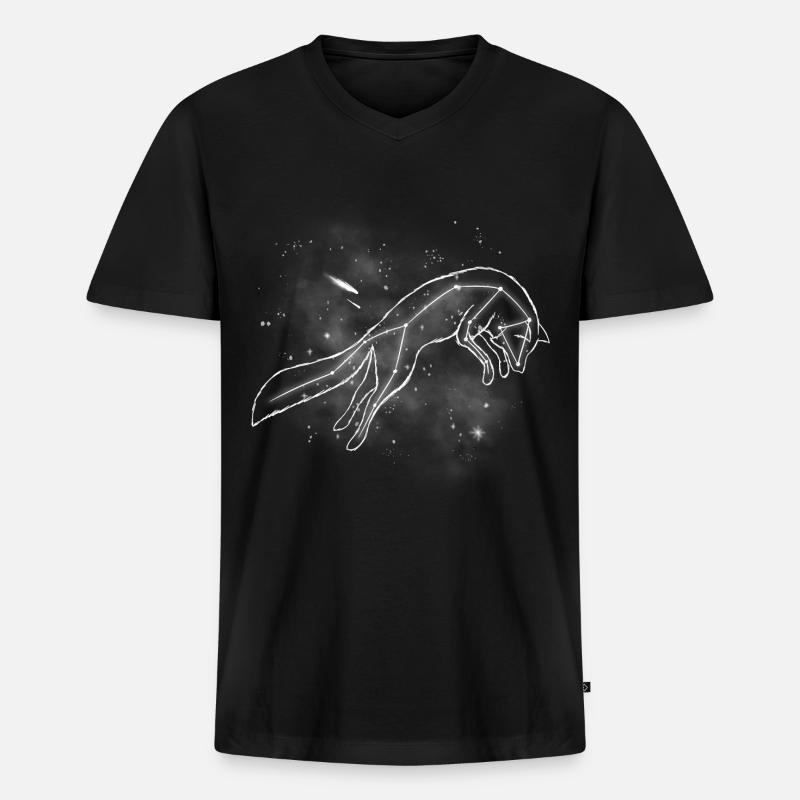 Fuchs - Männer Premium Bio T-Shirt mit V-Ausschnitt - Schwarz