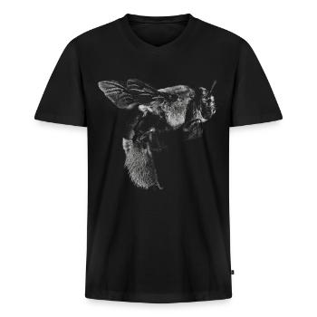 Biene Bienen Design - Männer Premium Bio T-Shirt mit V-Ausschnitt - Schwarz - Vorne - Nico (187cm)