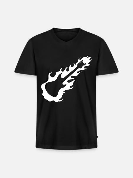 Guitar - Guitar / Rock - Fire - Men's Premium Organic T-shirt with V-neck - black