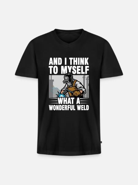 Cadeau de fête des pères soudeur soudeur - T-shirt encolure en V Premium bio Homme - noir