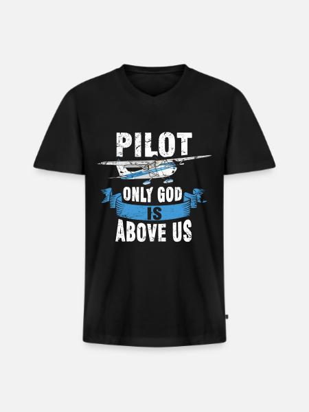 Propeller Flugzeug Pilot Flieger - Männer Premium Bio T-Shirt mit V-Ausschnitt - Schwarz
