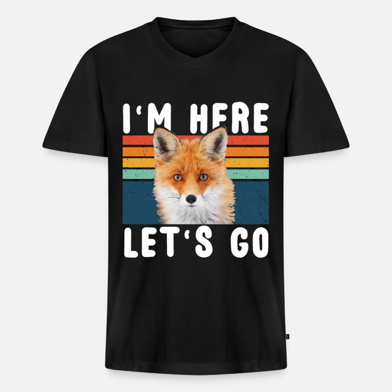 Fuchs - Männer Premium Bio T-Shirt mit V-Ausschnitt - Schwarz