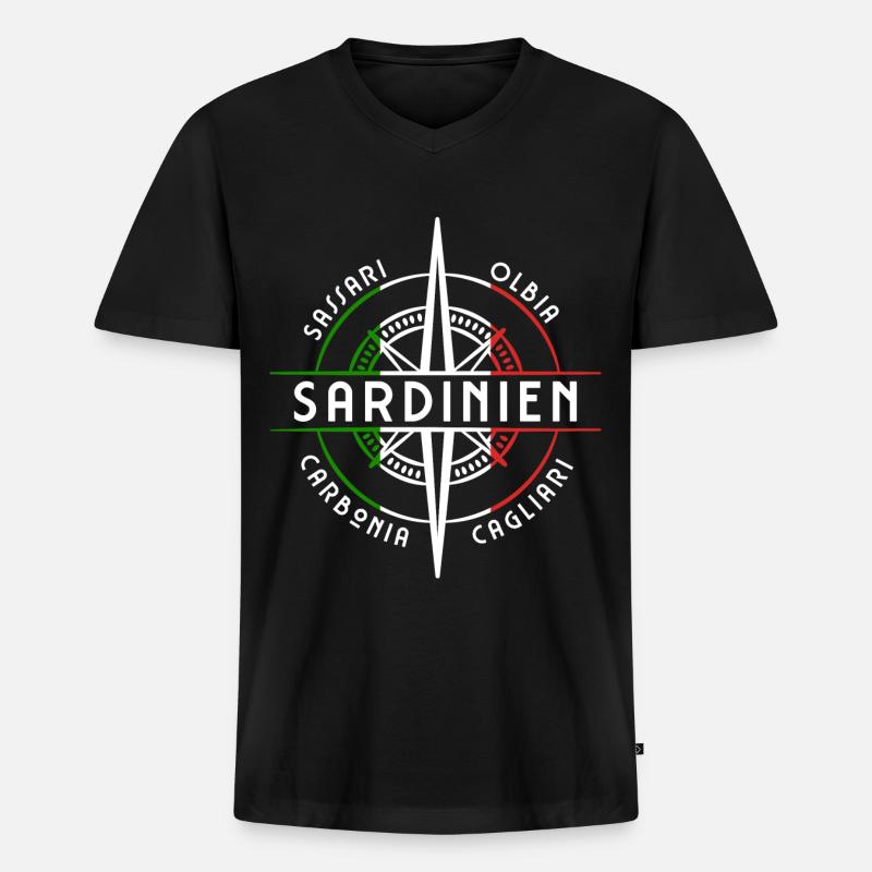 Sommer Sardinien - Männer Premium Bio T-Shirt mit V-Ausschnitt - Schwarz