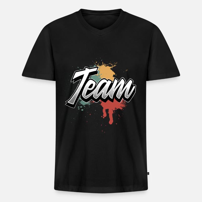 Team - Männer Premium Bio T-Shirt mit V-Ausschnitt - Schwarz