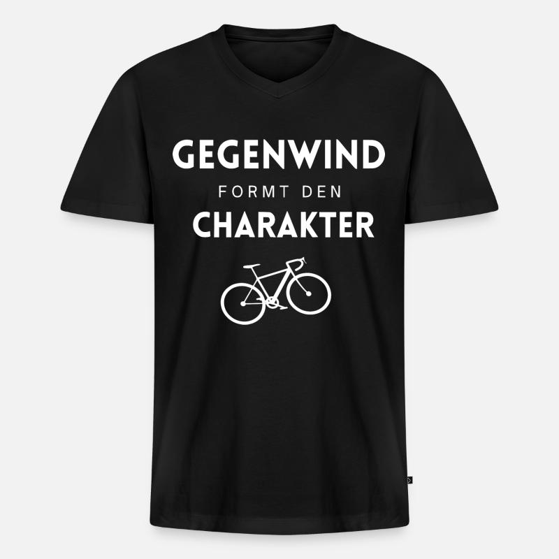 Gegenwind formt den Charakter - Männer Premium Bio T-Shirt mit V-Ausschnitt - Schwarz