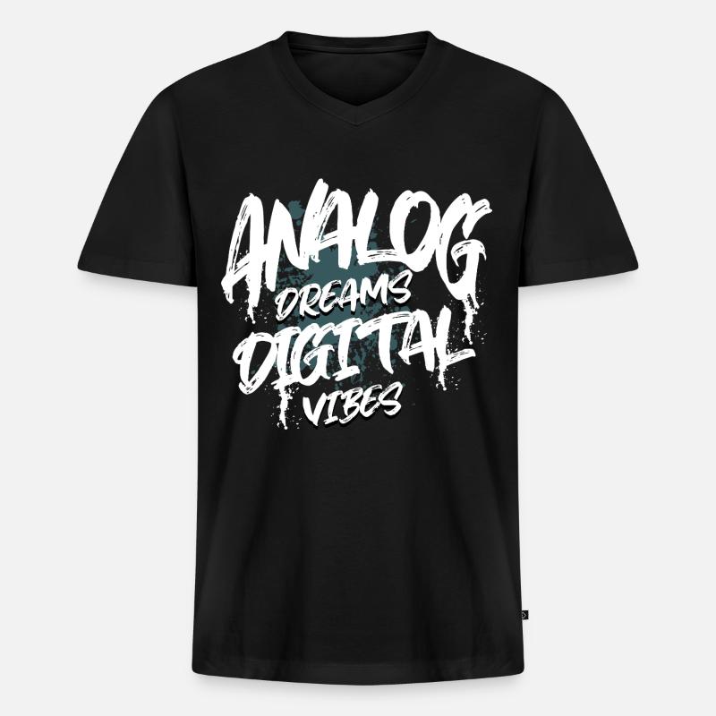 Synthesizer - Männer Premium Bio T-Shirt mit V-Ausschnitt - Schwarz