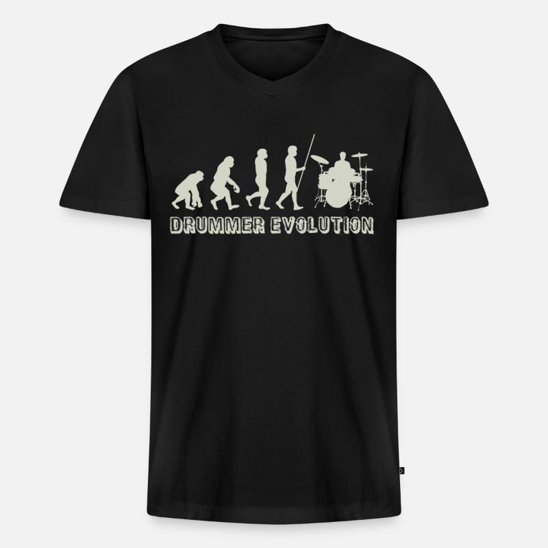 Evolution Drum Drummer - T-shirt encolure en V Premium bio Homme - noir