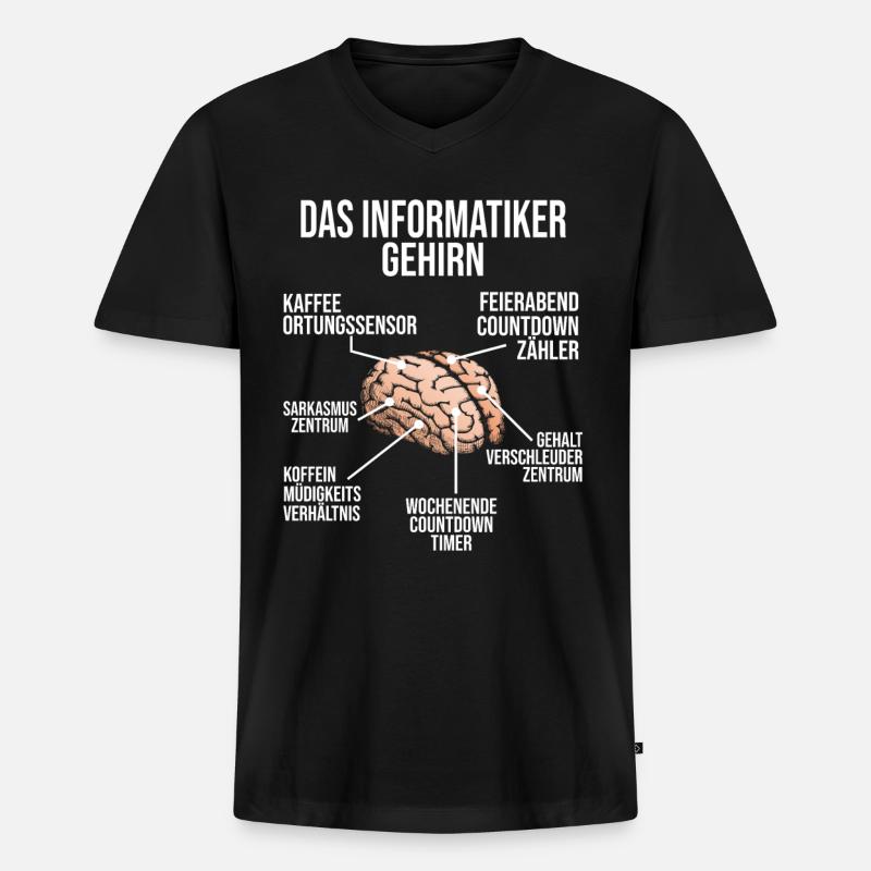 Informatiker Gehirn Geschenk Programmierer - Männer Premium Bio T-Shirt mit V-Ausschnitt - Schwarz