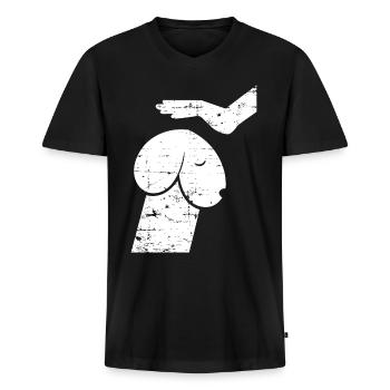 Zweideutig Hund Penis Hund wie ein Schwanz - Männer Premium Bio T-Shirt mit V-Ausschnitt - Schwarz - Vorne - Nico (187cm)