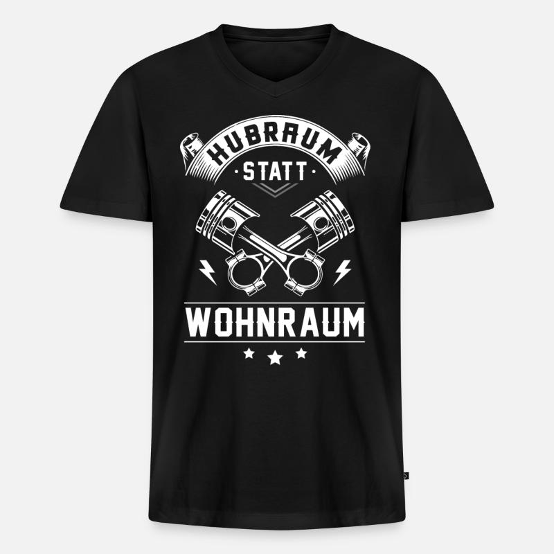 Hubraum Statt Wohnraum - Männer Premium Bio T-Shirt mit V-Ausschnitt - Schwarz