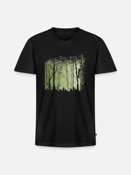 Squirrel In Forest - Männer Premium Bio T-Shirt mit V-Ausschnitt - Schwarz
