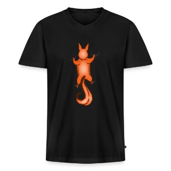 Witziges Comic Nagetier hängt ab Eichhörnchen Fun - Männer Premium Bio T-Shirt mit V-Ausschnitt - Schwarz - Vorne - Nico (187cm)