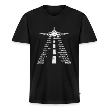 Pilot Airplane Alphabet - Phonetic Alphabet - Männer Premium Bio T-Shirt mit V-Ausschnitt - Schwarz - Vorne - Nico (187cm)