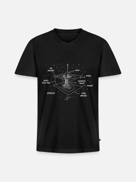 Astrofysiker Retro Time krumning Fysik Ormehul - Premium økologisk T-shirt med V-hals til mænd - sort