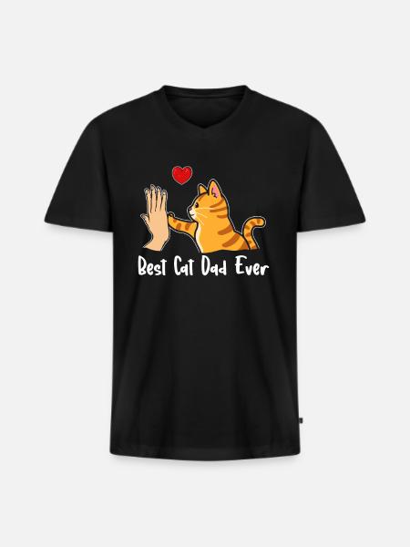 Best Cat Dad Ever - Men's Premium Organic T-shirt with V-neck - black
