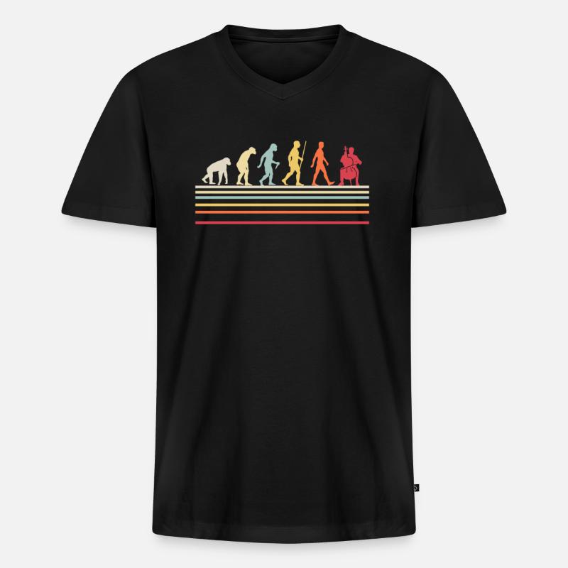 Rétro Evolution violoncelle - T-shirt encolure en V Premium bio Homme - noir