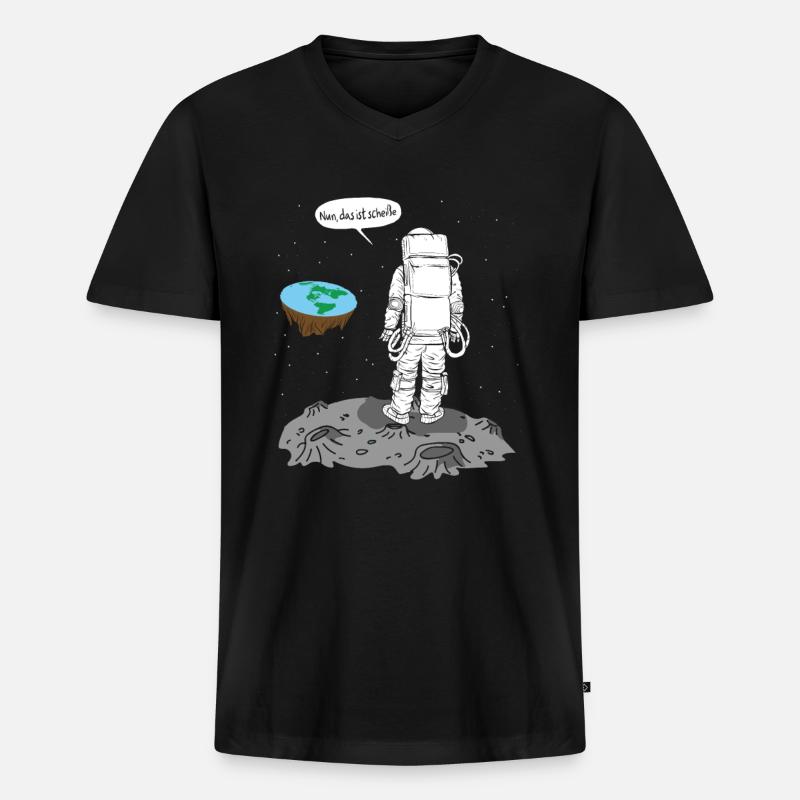 Astronaut Flache Erde Scheiße - Männer Premium Bio T-Shirt mit V-Ausschnitt - Schwarz