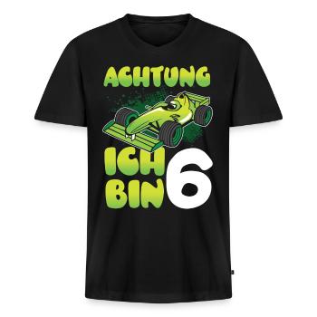 6 Jahre Rennauto Rennfahrer 6. Geburtstag - Männer Premium Bio T-Shirt mit V-Ausschnitt - Schwarz - Vorne - Nico (187cm)