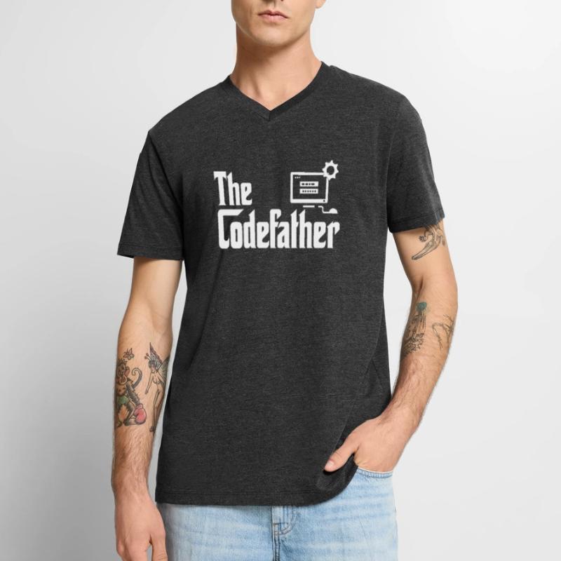 The Codefather Developer Coder Programmer Computer Männer Premium Bio T-Shirt mit V-Ausschnitt